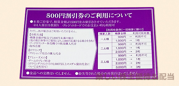 ラウンドワンから優待品として、優待割引券が届きました！