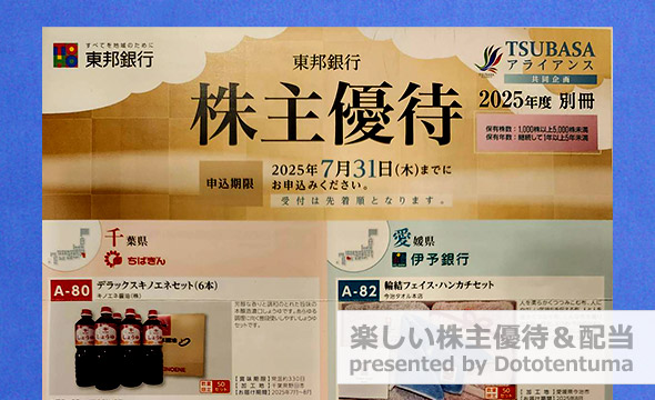 東邦銀行の株主優待の画像 3枚目