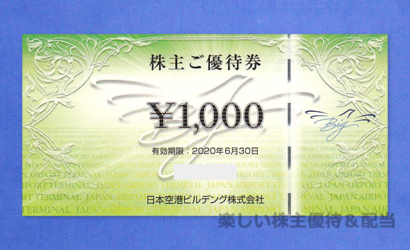 送込　日本空港ビルデング　株主優待　お買物10%割引券5枚＋１０００円券セット